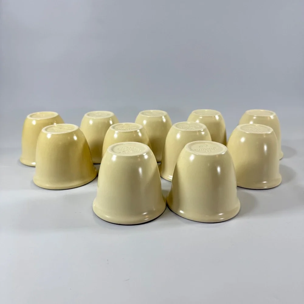 VTG Pfaltzgraff Village Custard Cups Set 11 Tan Brown Stoneware Farmhouse USA